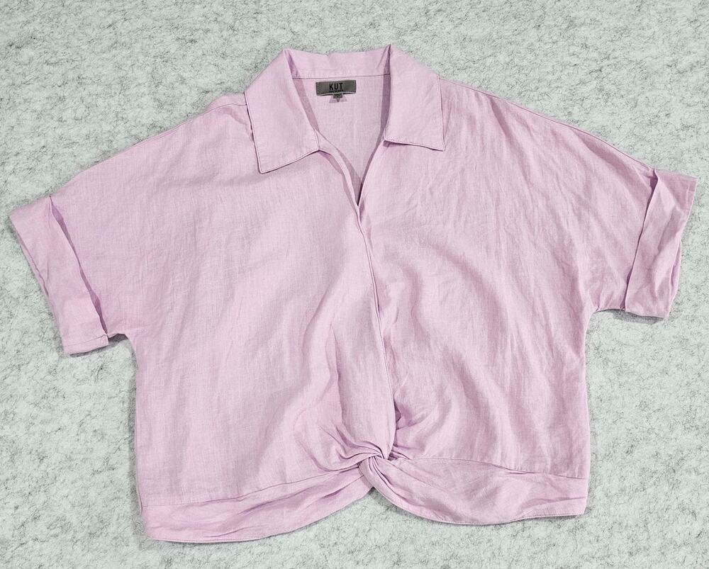 Kut from the Kloth Top, Linen Blend, Twist Knot Front, New, Womens Sz L